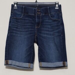 APT.9 Women's Short Jeans Size 6 Blue Bermuda Rolled Hem Stretch 0539